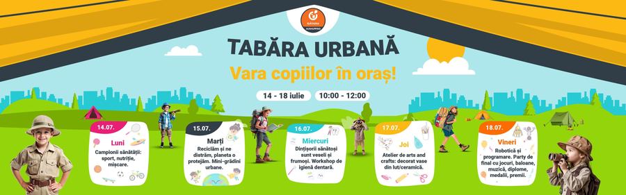 Afiș Tabăra urbană la Aushopping Pitești Găvana